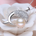 Cute Dolphin Shaped Pearl Pendant AAA Semi Round 9-10mm Freshwater Fashion Pearl Pendant